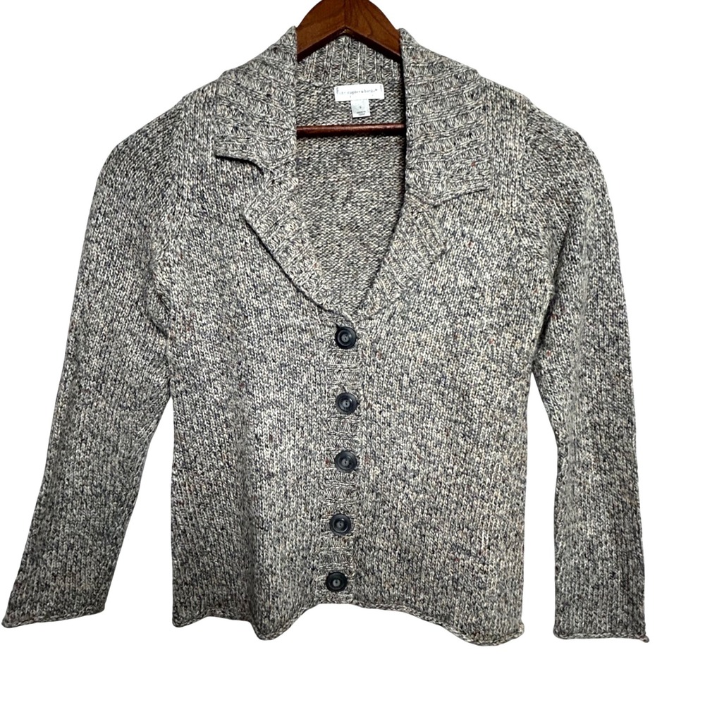Christopher &‎ Banks Knit Cardigan Sweater Womens Gray Collared Button Front S